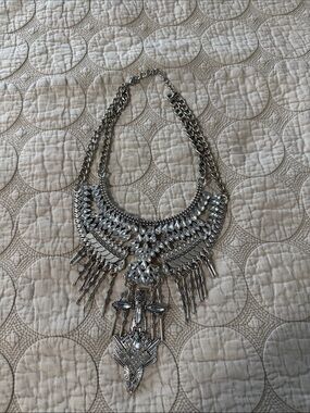 Statement Silver Crystal Fringe Necklace - Women Jewelry